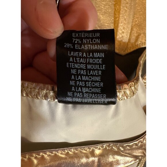 Lisa Marie Fernandez Gold Metallic Bandeau Bikini Set - Size 1Top Size 0 Bottoms - Picture 5 of 8